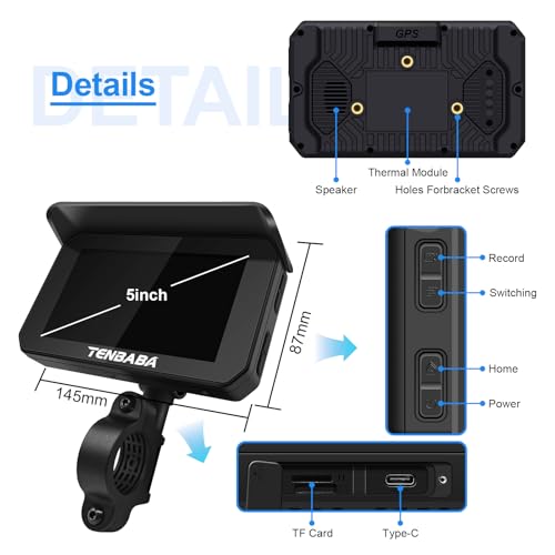 5" Waterproof Motorcycle GPS Navigation with Wireless Apple CarPlay & Android Auto O16311