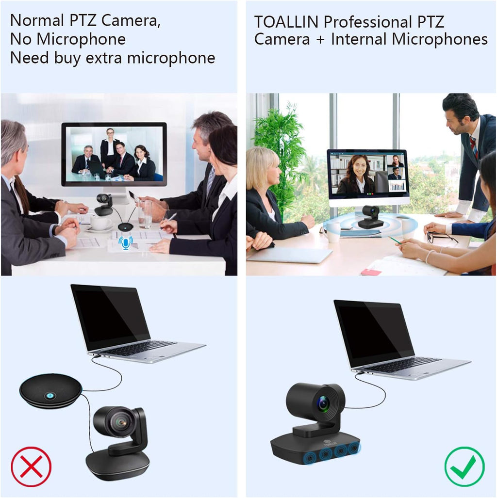 HD 1080P PTZ Conference Room Camera with 4 Microphones Array, 10X Optical Zoom L6168