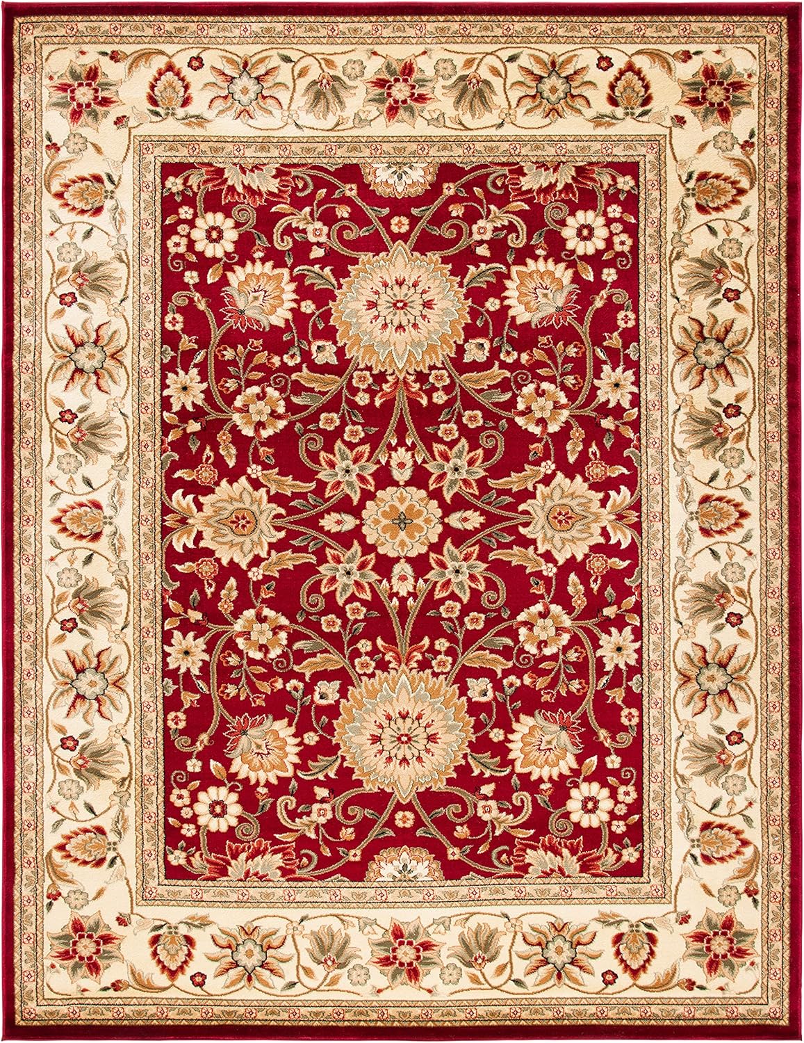 Red & Ivory 6' x 9' Traditional Area Rug Y7204