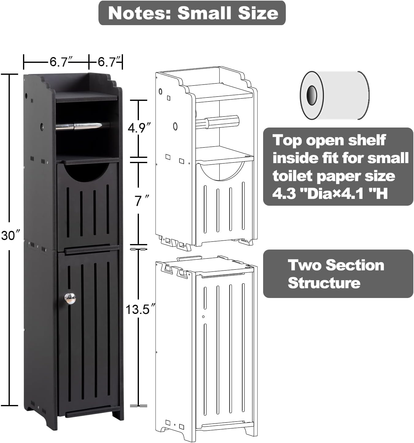 Matte Black Bathroom Storage Cabinet E20469