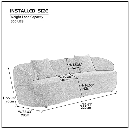 Curved Boucle Couch (Orange, 3 Seat) X913