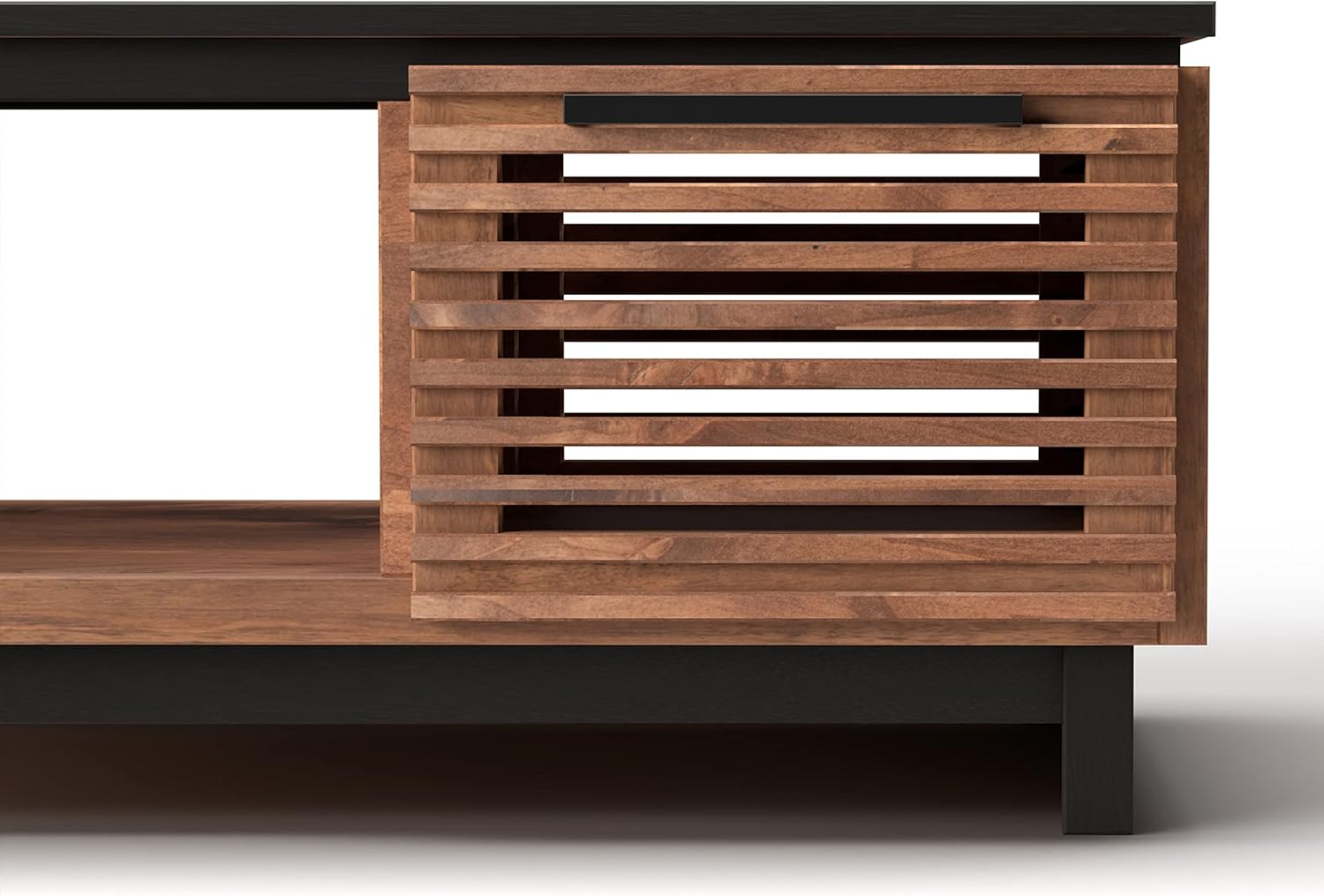 Modern Coffee Table, 47 inches, Poplar Solid Wood, Bourbon and Black Finish S587944