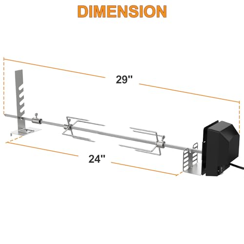 BBQ Rotisserie Grill Kit with 120V 4W Motor, 28" Spit Rod, 2 x 4 Forks Z806355