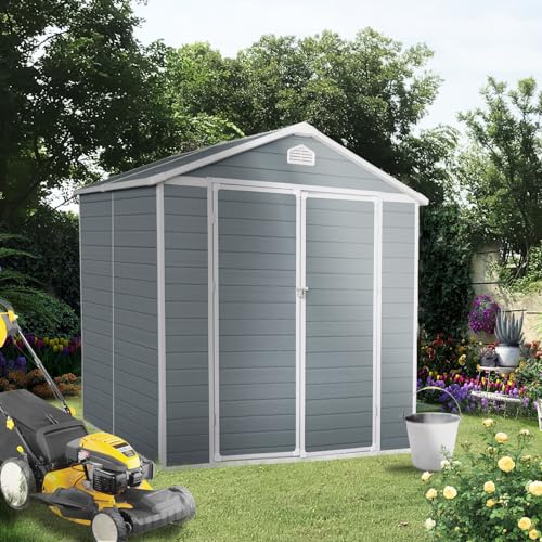 6x8ft Grey Resin Outdoor Storage Shed Kit Q4300