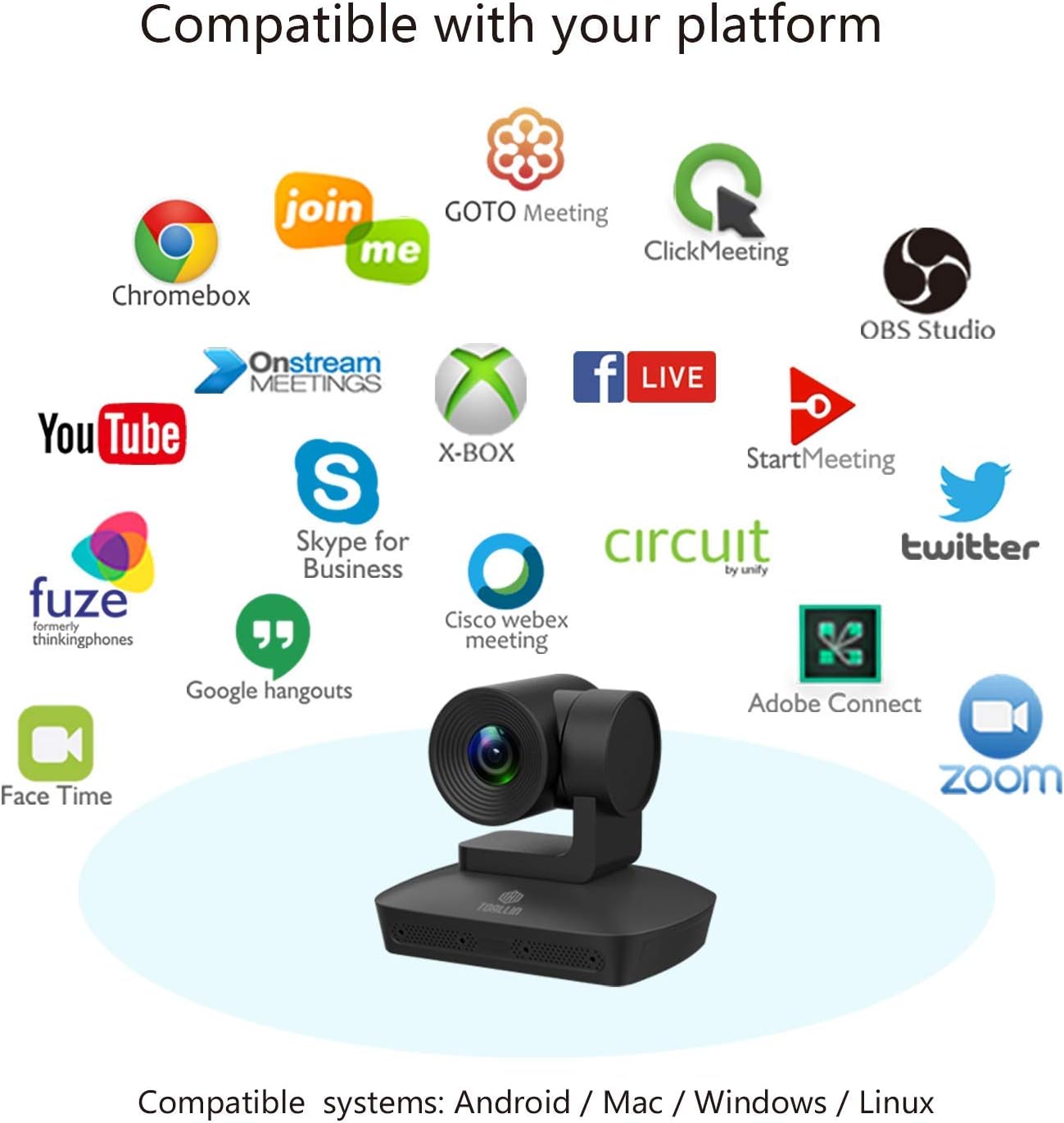 HD 1080P PTZ Conference Room Camera with 4 Microphones Array, 10X Optical Zoom L6168