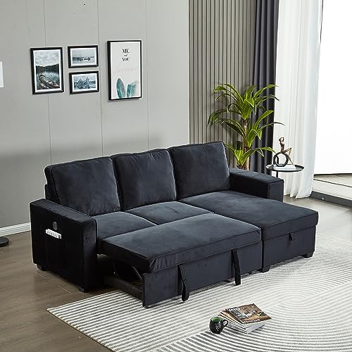 Brown Velvet L-Shaped Sectional Sofa with Storage Chaise X844370