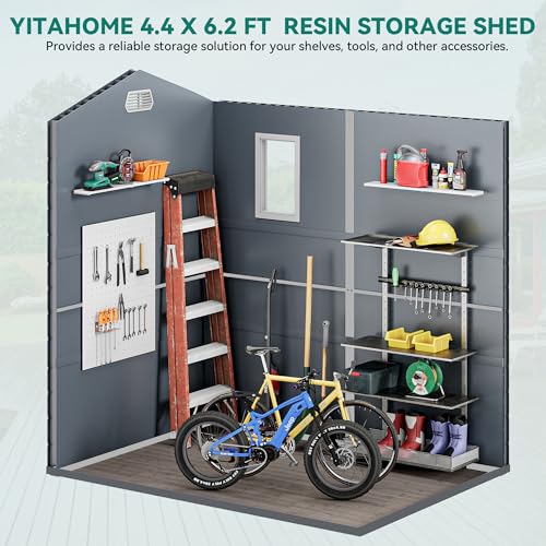Light Gray Resin Tool Shed, 36 Cu Ft Outdoor Horizontal Storage with Air Vent and Lockable Doors K494404
