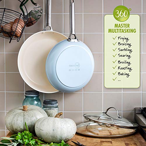 8" and 10" Hard Anodized Ceramic Nonstick Frying Pan Skillet Set, Light Blue X504220