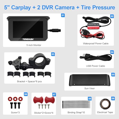 5" Waterproof Motorcycle GPS Navigation with Wireless Apple CarPlay & Android Auto O16311