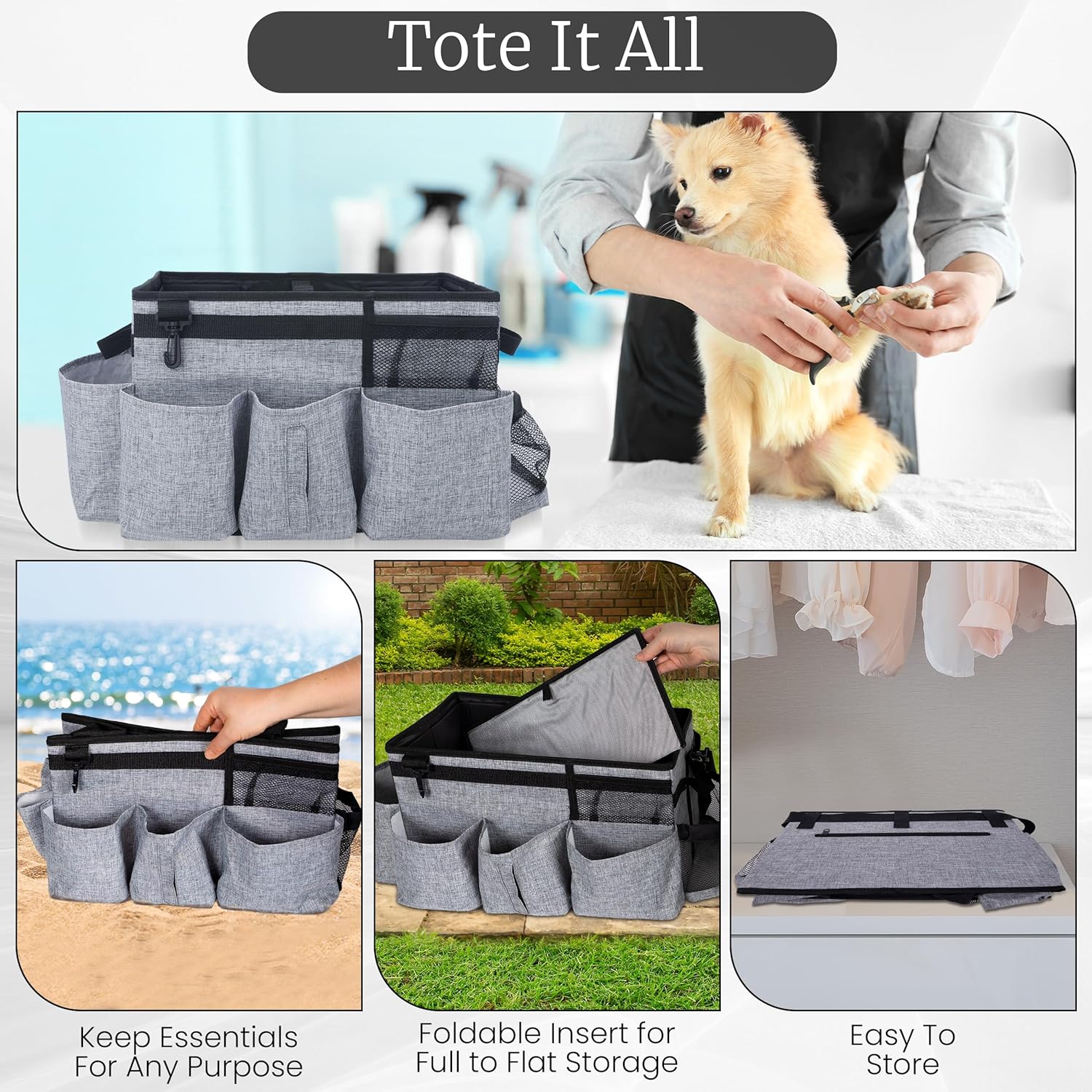 Large Cleaning Caddy with Handles and Strap, 3 Microfiber Cloths and 2 Spray Bottles G121603
