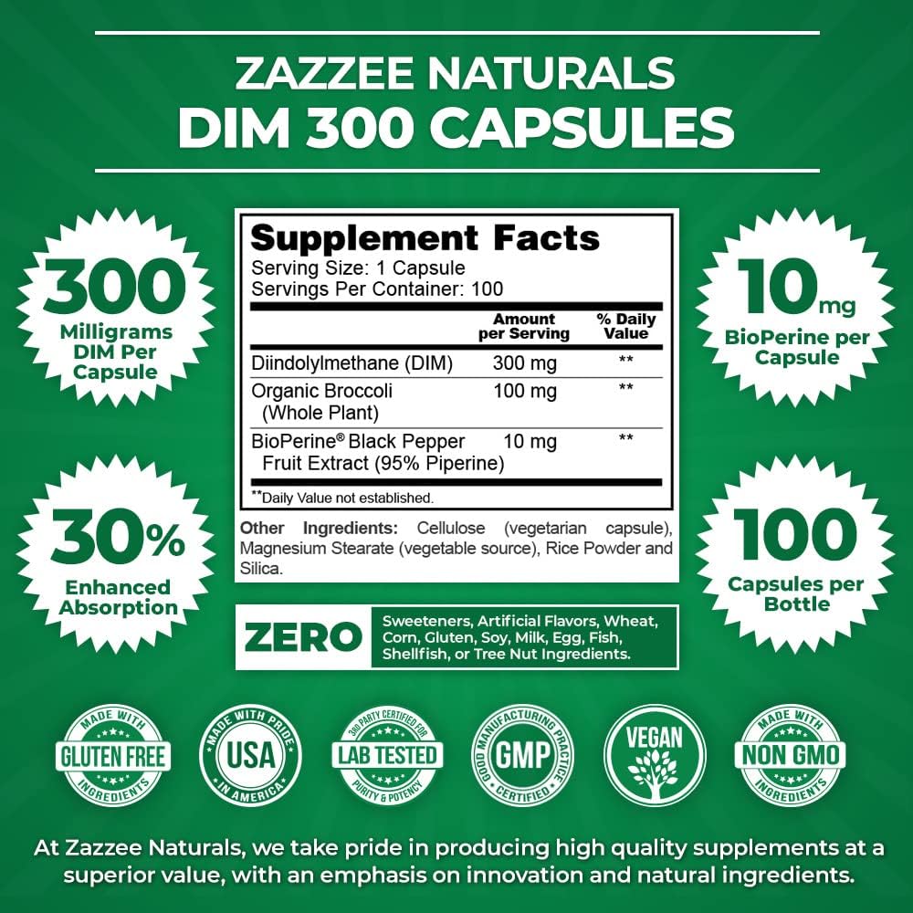 300 mg DIM per Capsule, 100 Vegan Capsules Z6102