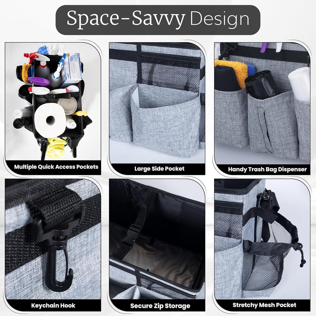 Large Cleaning Caddy with Handles and Strap, 3 Microfiber Cloths and 2 Spray Bottles G121603