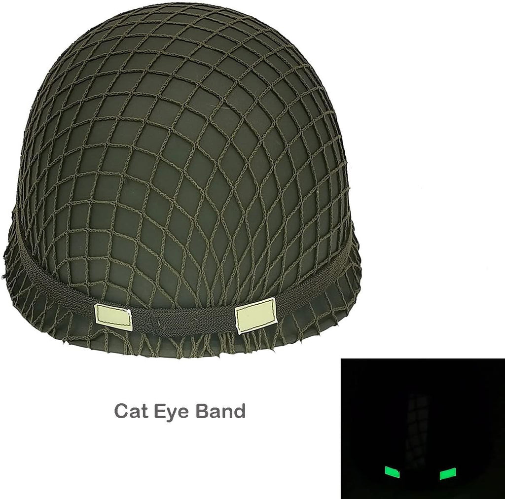 Steel Military Helmet Replica with Net Cover Chin Strap Cat Eye Band L354