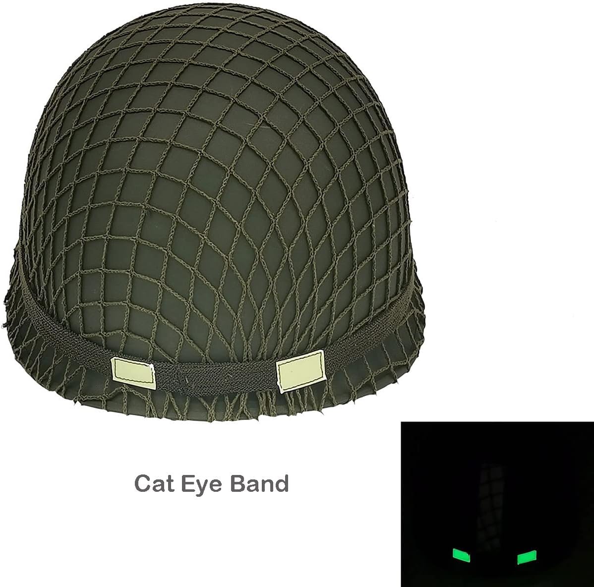 Steel Military Helmet Replica with Net Cover Chin Strap Cat Eye Band L354