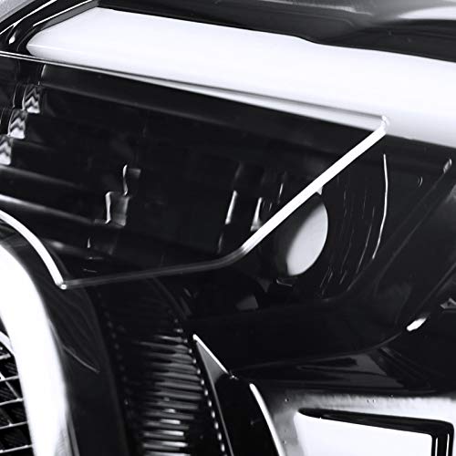 LED Light Bar Chrome Housing Clear Lens Projector Headlights Left + Right Pair Headlamps Assembly H416576
