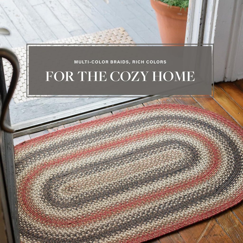 Red Braided Rugs 27x45 Oval K1293
