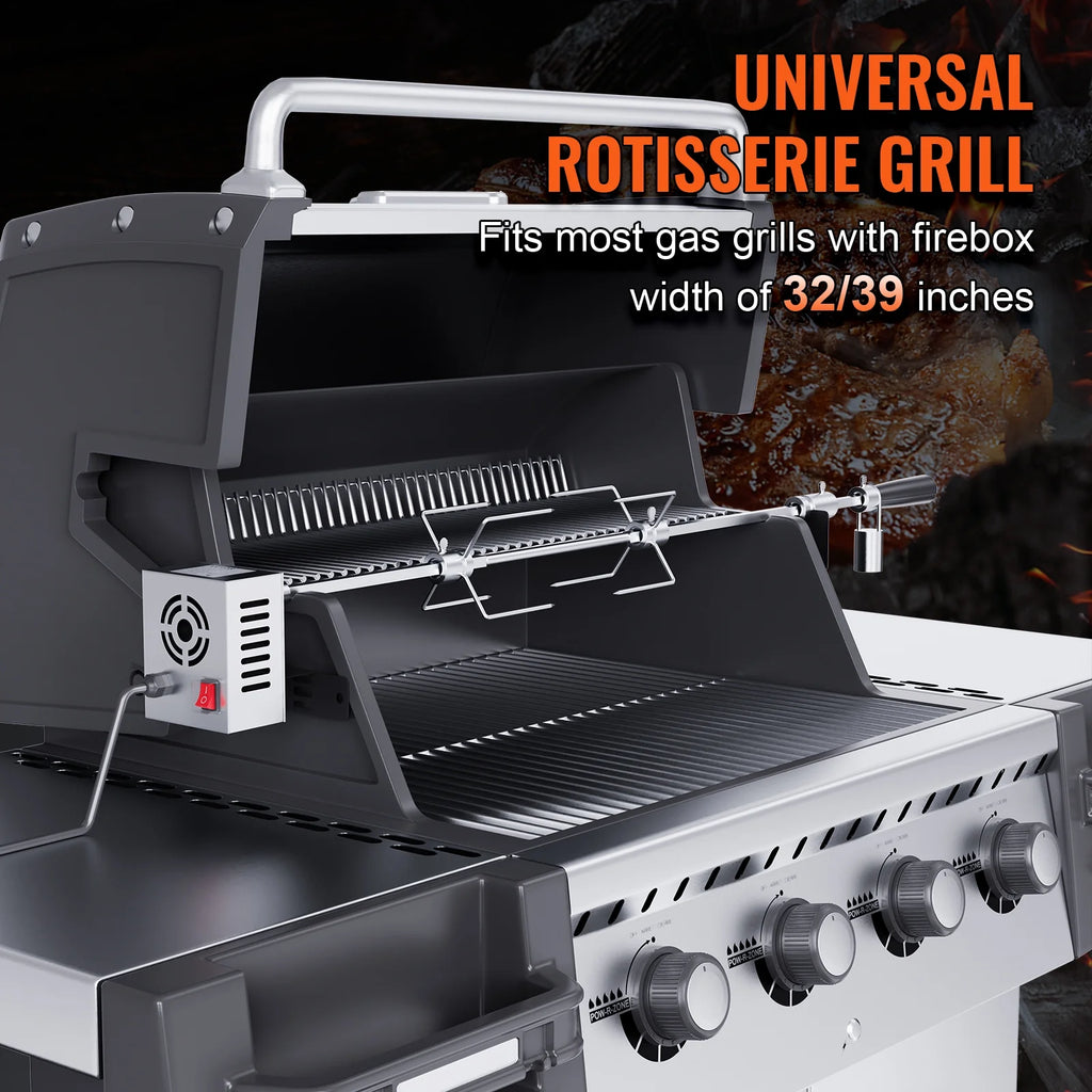 Universal Grill Rotisserie Kit BBQ Roaster 32"/39" Spit Rod Electric Motor N43507