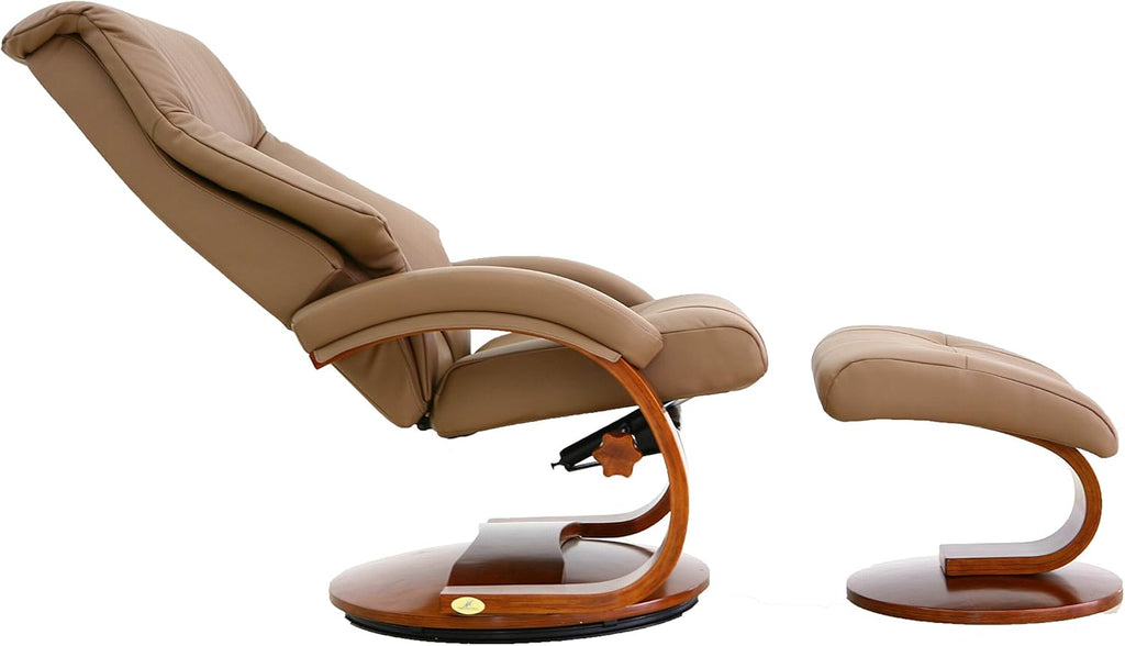 Sand Top Grain Leather Recliner and Ottoman B154672