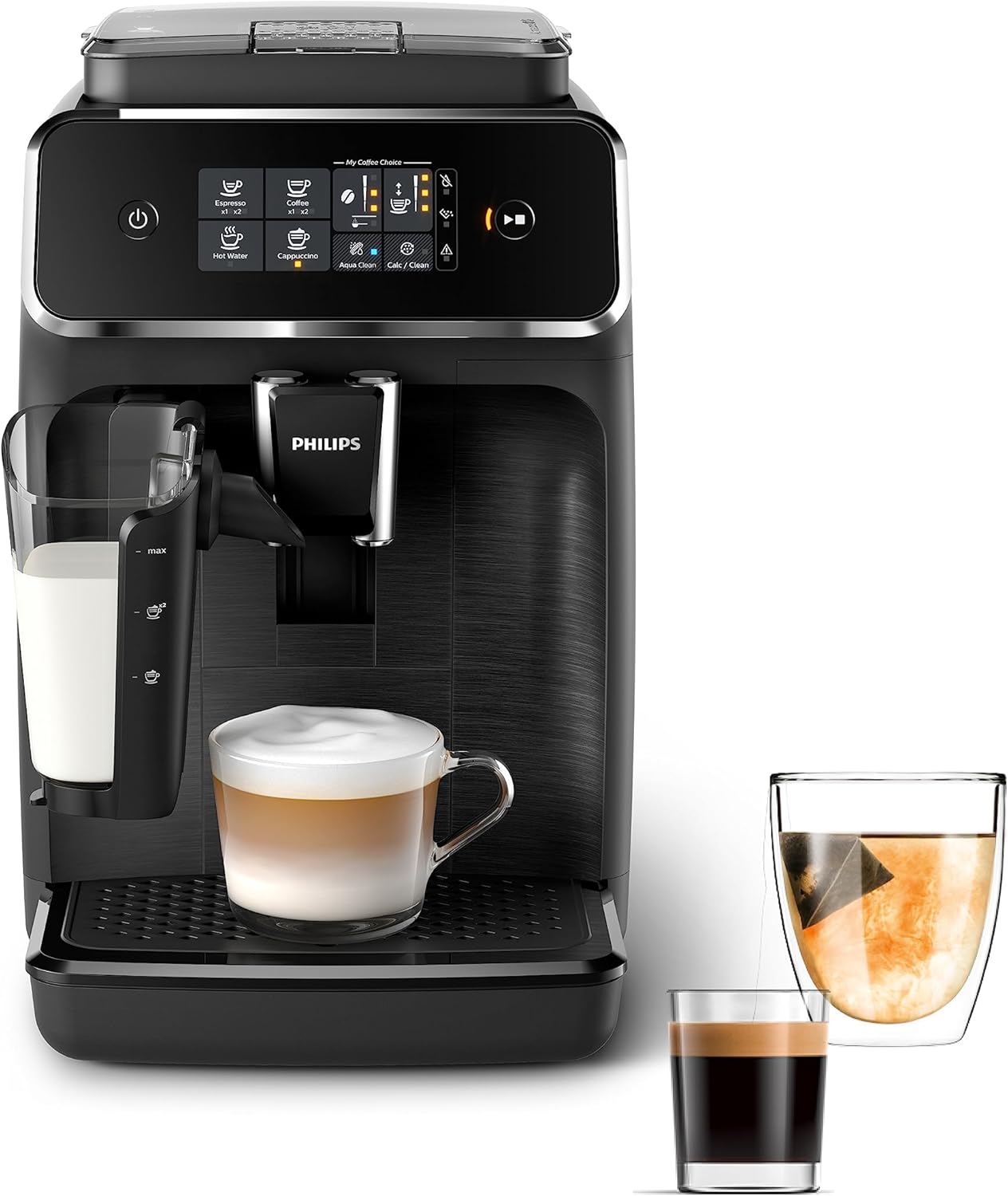 Black Fully Automatic Espresso Machine with LatteGo Milk Frother and Ceramic Grinder Y85841