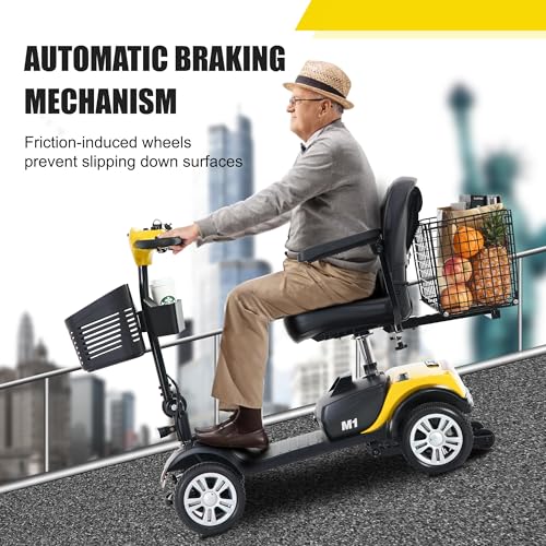 300W Folding Mobility Scooter 4 Wheel Lightweight Electric Scooter with Large Rear Basket (Purple) R15188