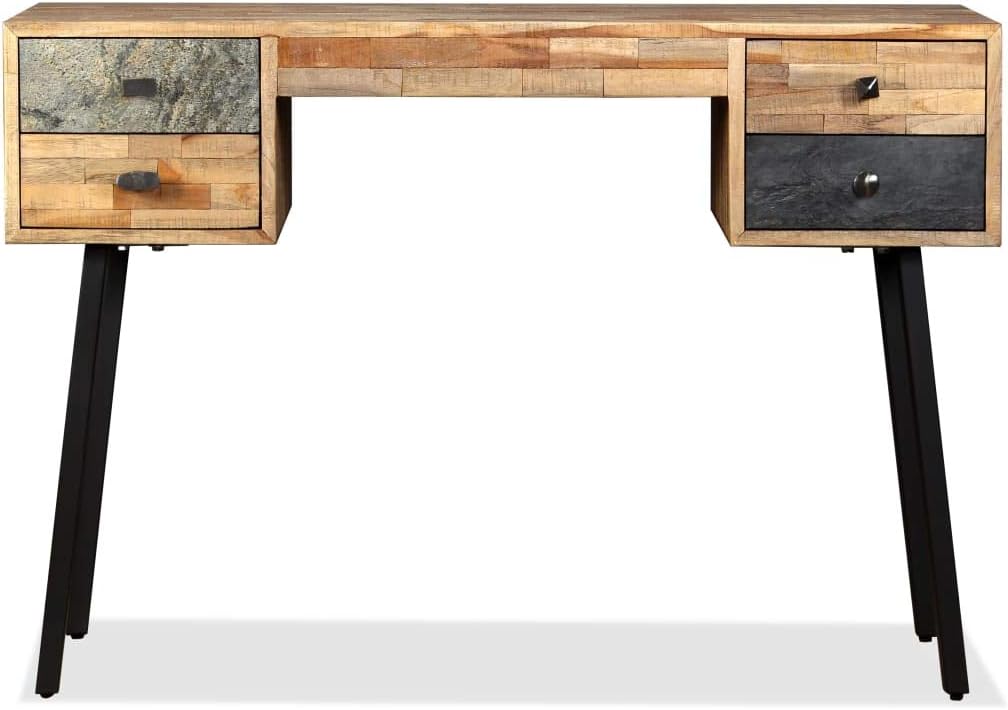 Solid Reclaimed Teak Desk with 4 Drawers 43.3"x19.6"x29.9" K831