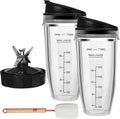 2 24oz Blender Cups with To-Go Lids and 7-Fins Extractor Blade H1507
