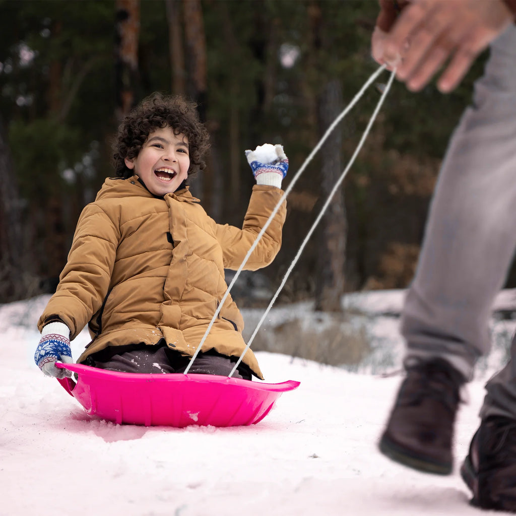 2 Pack 35" Plastic Snow Sleds with Pull Rope, 2 Handles S697