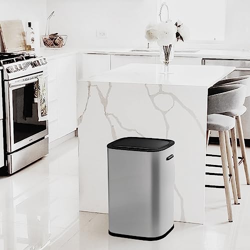 60L Stainless Steel Dual Trash Can and Recycling Bin Y24065