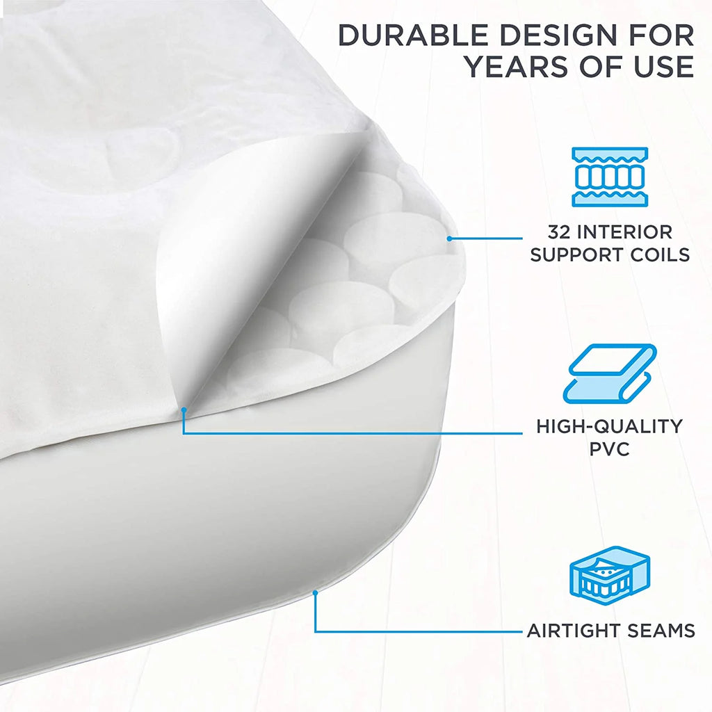 Queen Self Inflatable Air Mattress with Frame & Rolling Case M208950