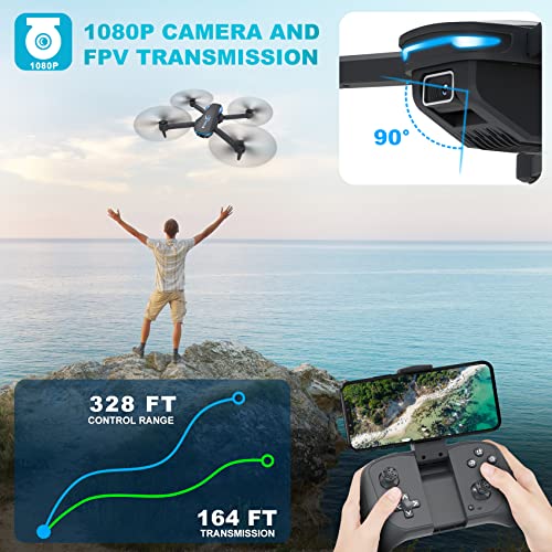 Foldable Remote Control Quadcopter with 1080P Camera and 2 Batteries T430