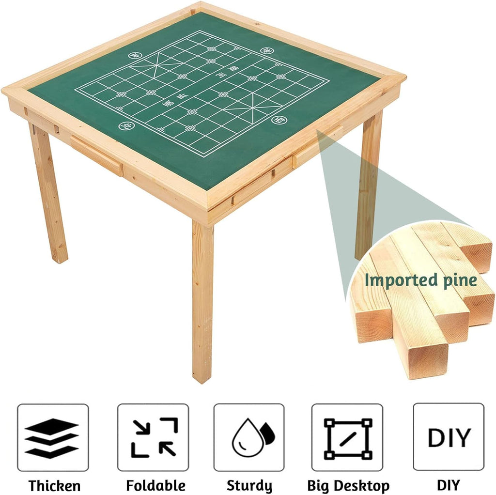 Folding Card Table with Plush Top and 4 Drawer K1170