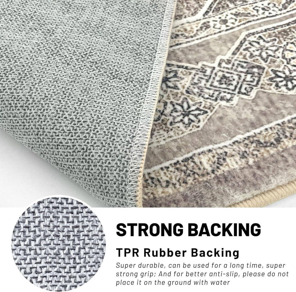 Washable 4x6 Faux Wool Area Rug Y2603
