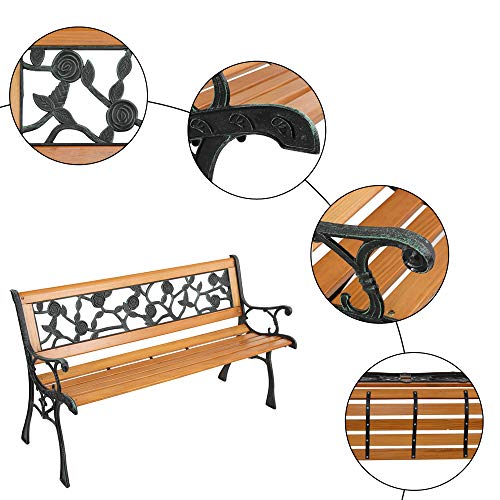 Antique Cast Iron and Hardwood Frame Outdoor Bench H9994