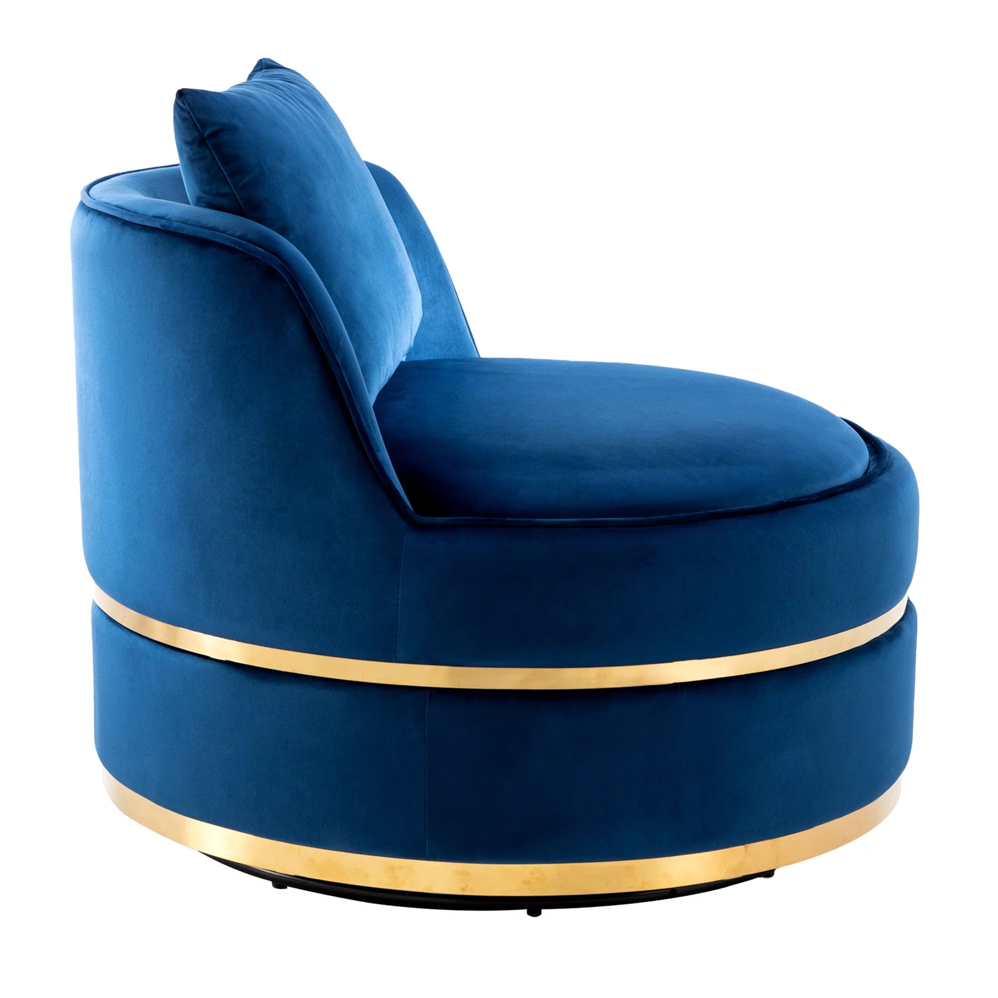 Blue Velvet Swivel Accent Barrel Chair with Seat Cushion S725312