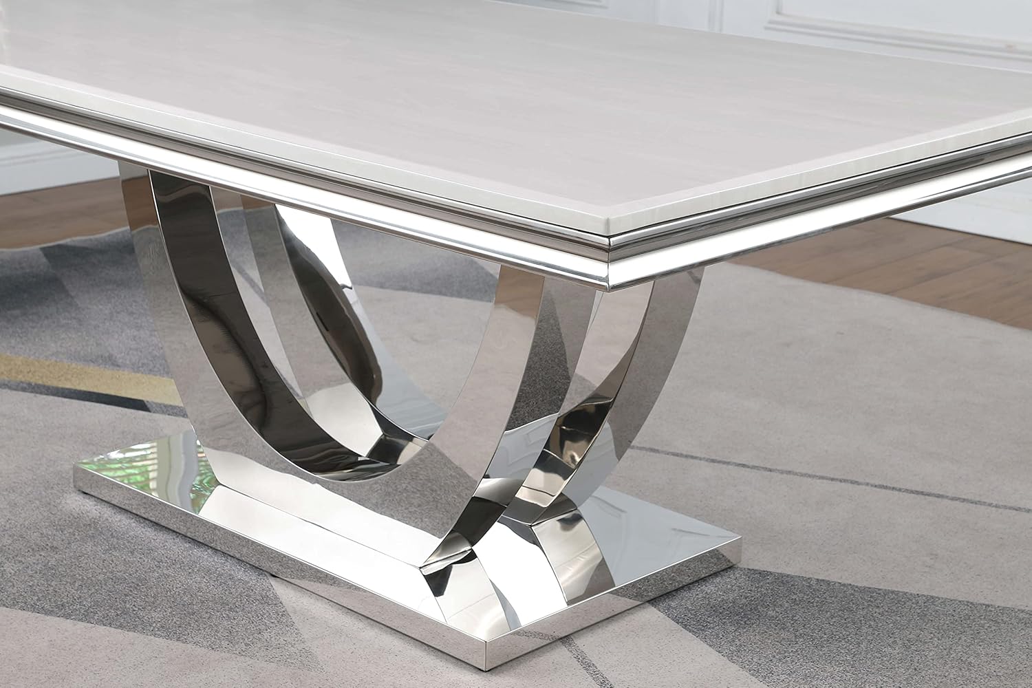 White Faux Marble Top Dining Table M4696