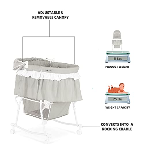 Portable 2-in-1 Bassinet & Cradle in Blue and White with Storage Basket S952