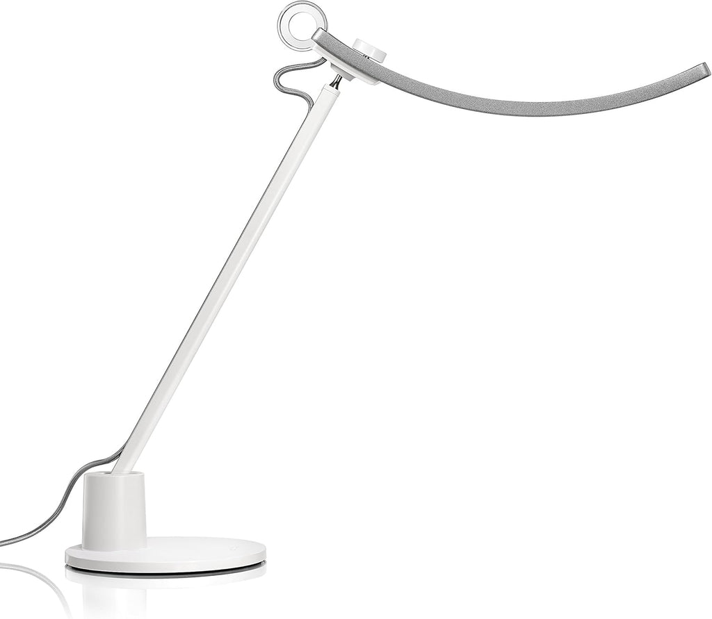 Silver LED Desk Lamp with Auto-Dimming, CRI 95, 35” Wide Illumination O90356