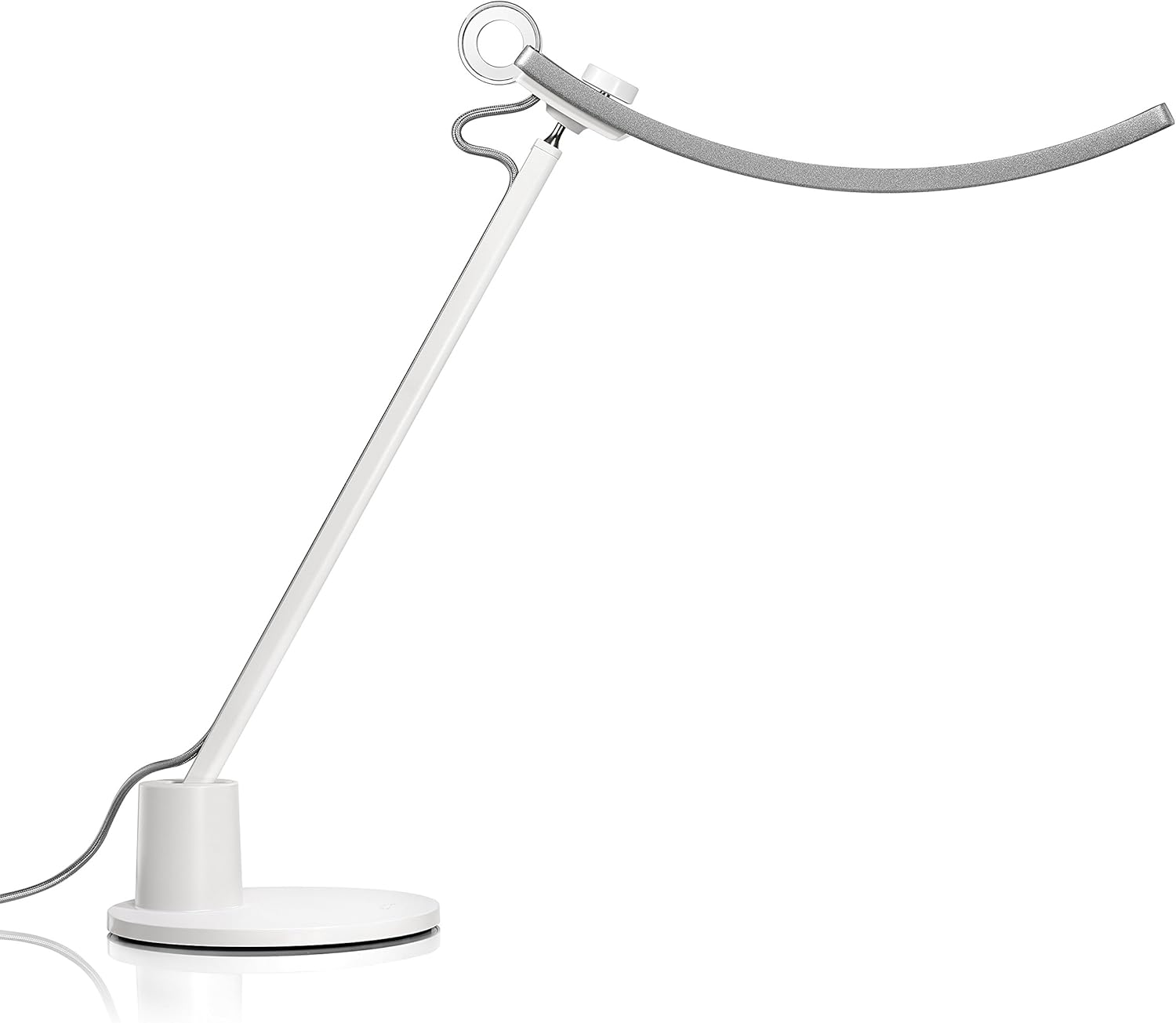 Silver LED Desk Lamp with Auto-Dimming, CRI 95, 35” Wide Illumination O90356