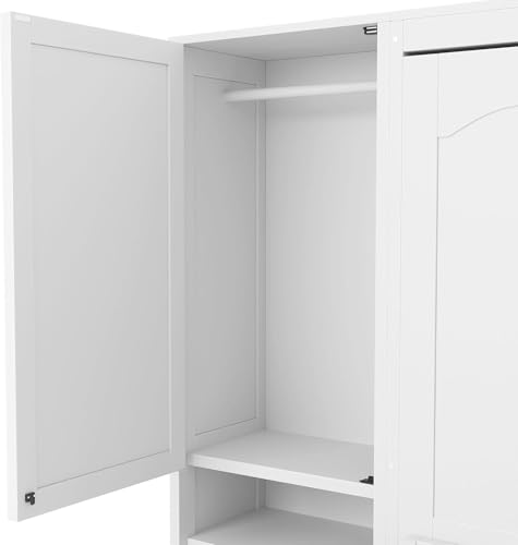 Full White Wood Murphy Bed with Desk and Storage W6851
