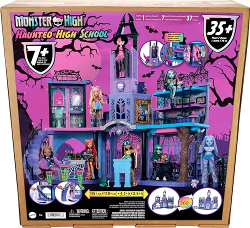 Haunted High School Playset with 7 Play Areas & 35+ Pieces W89396