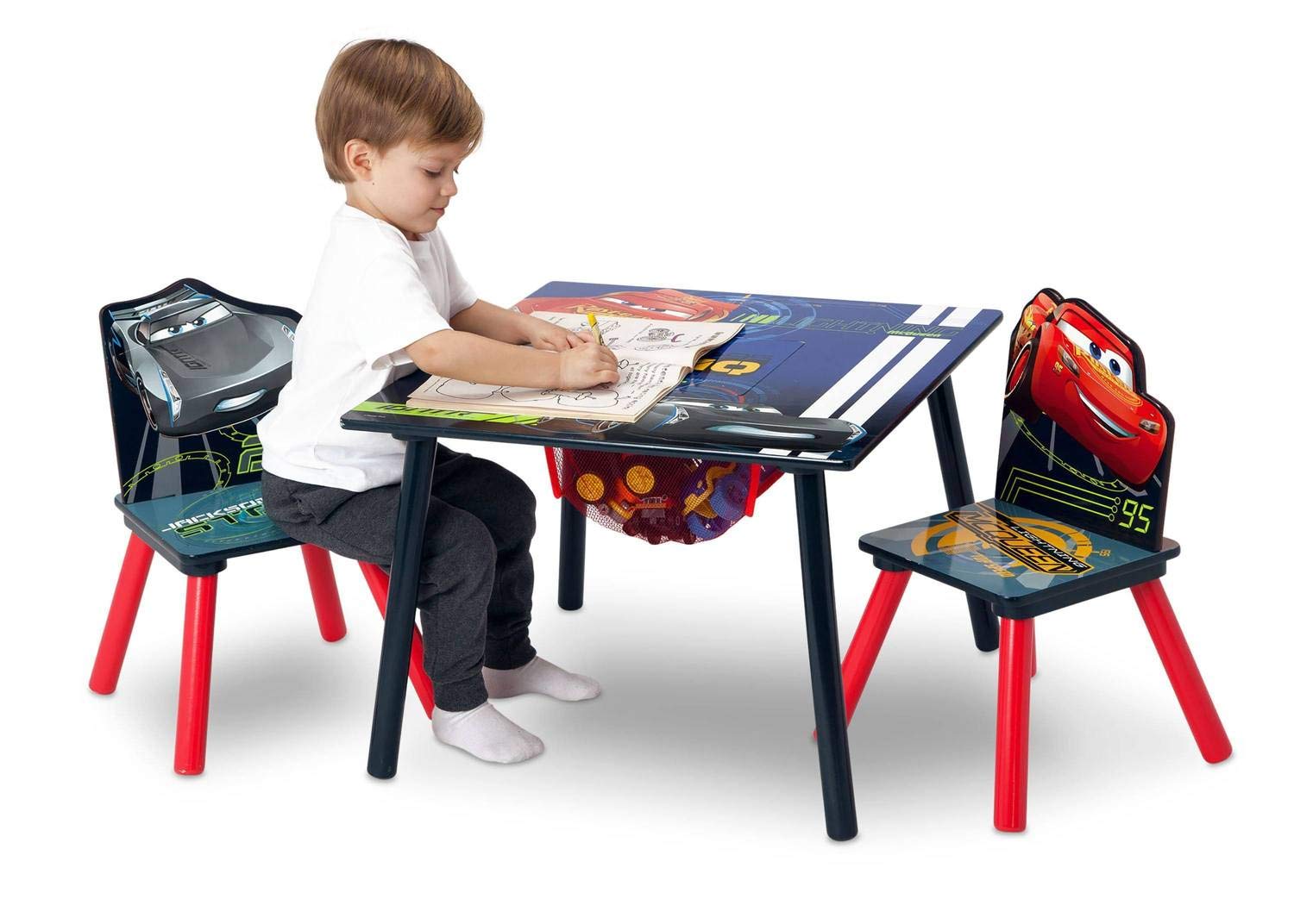 Toy Organizer and Kids Table and Chair Set With Storage (2 Chairs Included) N499