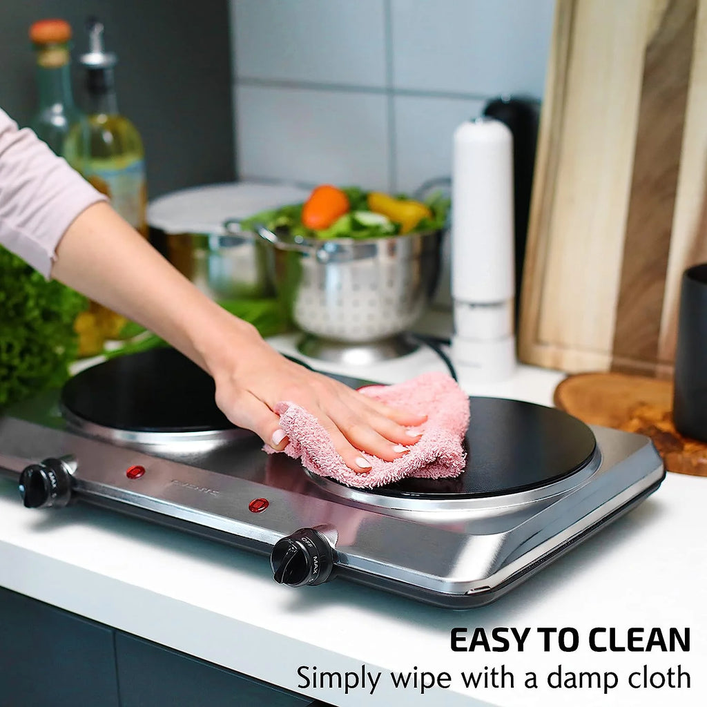 Silver Countertop Infrared Double Burner Electric Hot Plate G551027