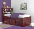 Solid Pine Twin Captains Bookcase Bed with 6 Drawers W888