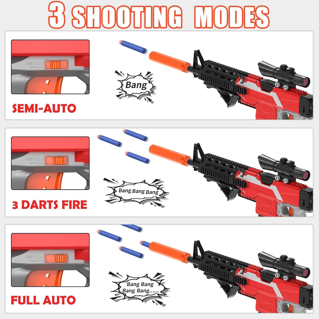 Automatic Toy Foam Blaster with Tactical Vest, 2 Clips and 100 Darts M957
