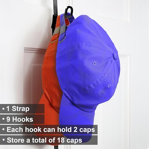 Black Over-The-Door Hat Rack with 2 Straps L77762