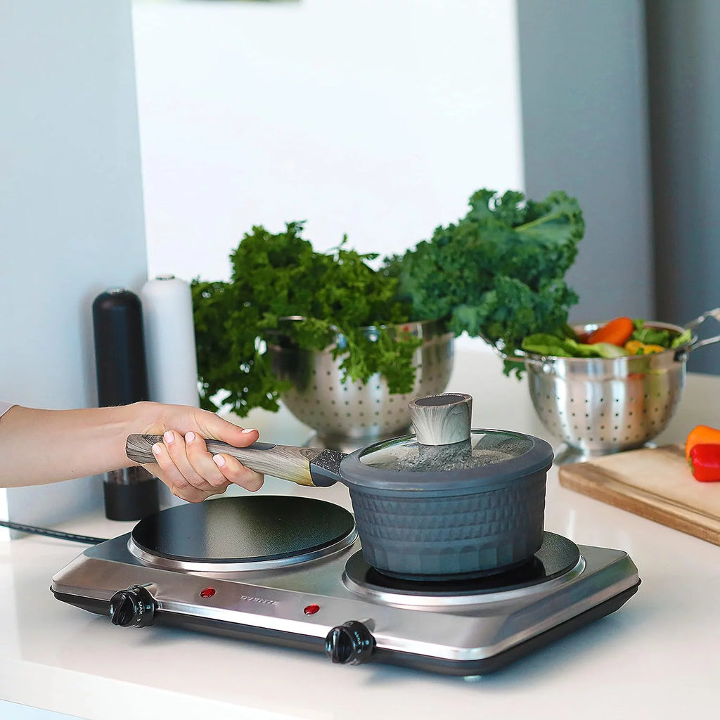 Silver Countertop Infrared Double Burner Electric Hot Plate G551027