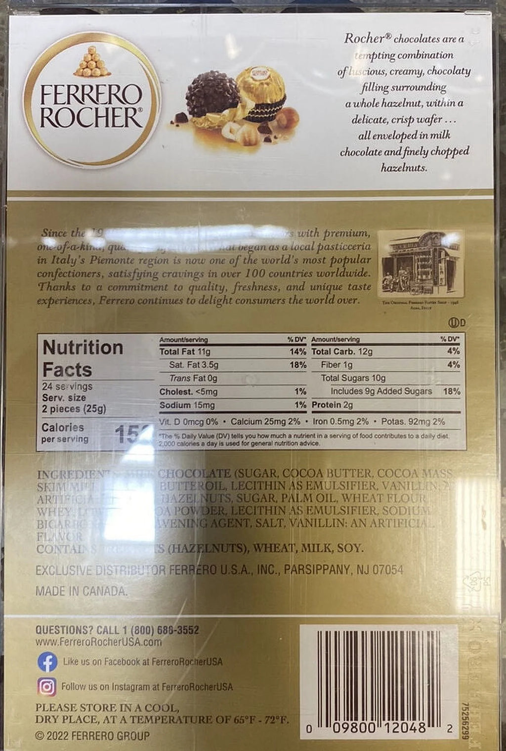 21.2 oz 48 Pieces Hazelnut Chocolates W4442