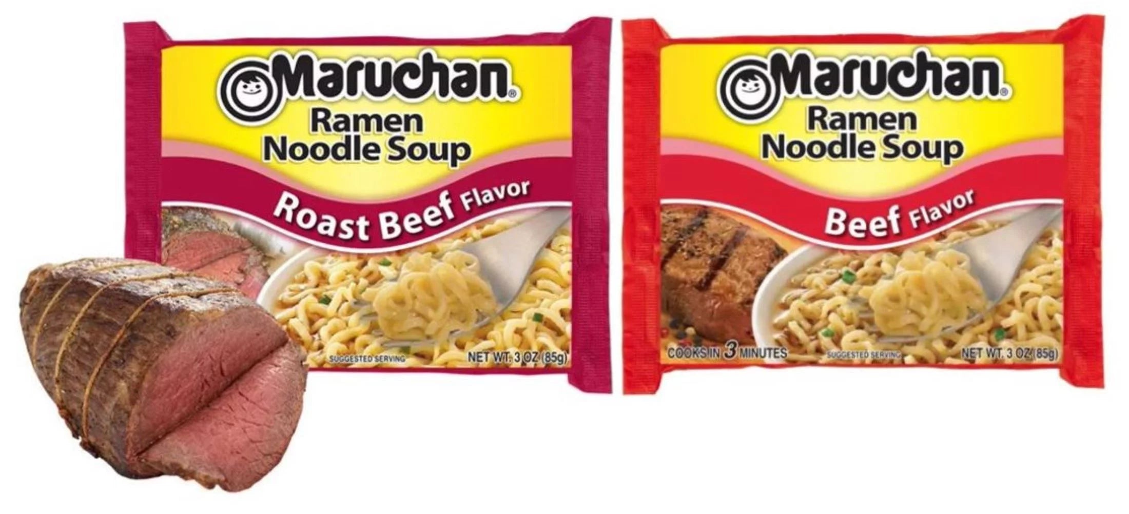 Ramen Beef and Roast Beef Noodles Variety Pack Soup, 3 Oz, 24 Ct X837069