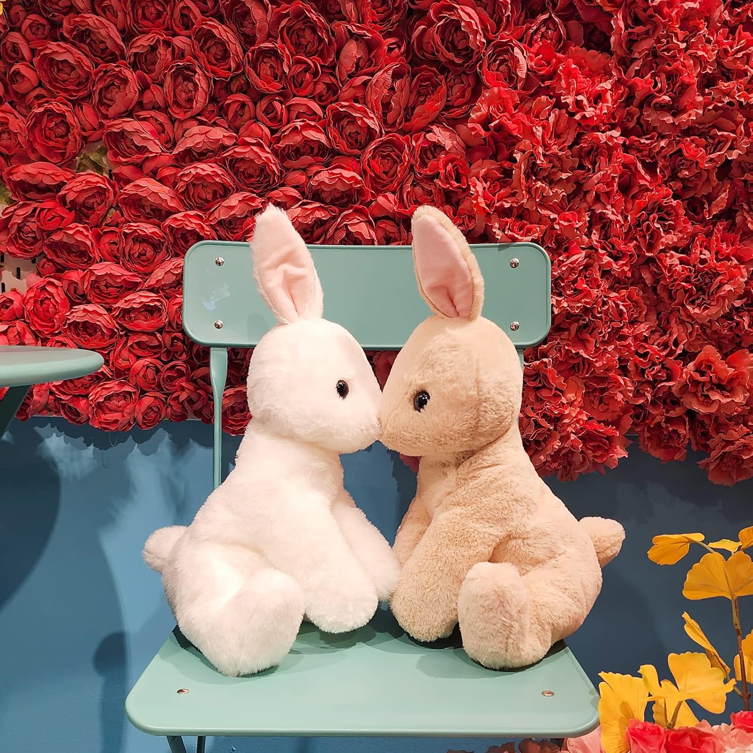 Off White Stuffed Animals Plush Toys with Pink Ears O9650