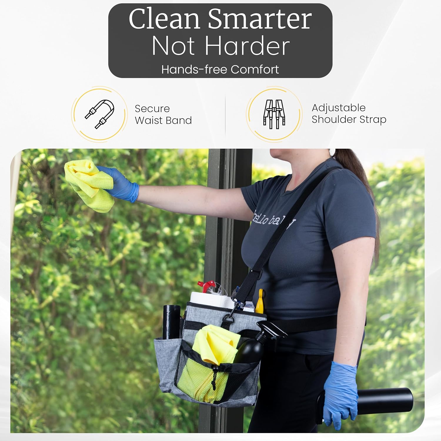 Large Cleaning Caddy with Handles and Strap, 3 Microfiber Cloths and 2 Spray Bottles G121603